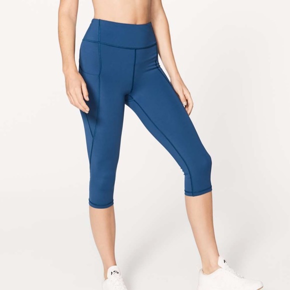 lululemon athletica Pants - Lululemon Break Free Crop Leggings High Rise Nulux 17" Luxtreme Night Tide Blue
